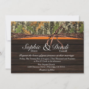 Rustic Camo Wood Wedding Invitation
