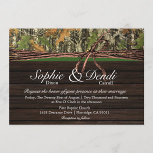 Rustic Camo Wood Wedding Invitation