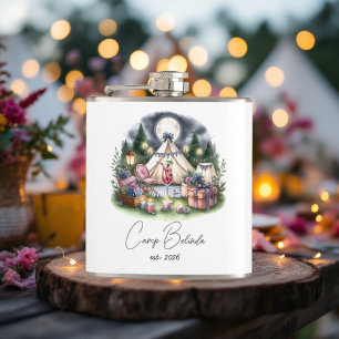 Rustic Camp Bride Personalised Party Favour Hip Flask