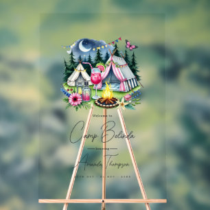 Rustic Camp Bride Transparent Welcome Acrylic Sign