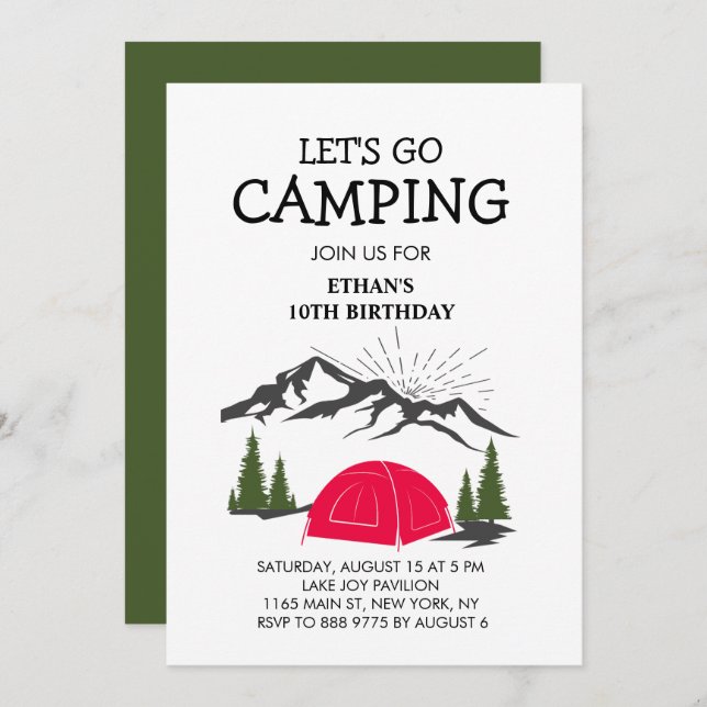 Rustic Camp Sleepover Birthday Party Invitation (Front/Back)