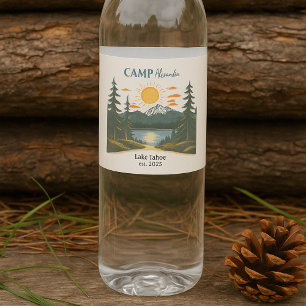 Rustic Camp Weekend Retreat Bachelorette Water Bottle Label