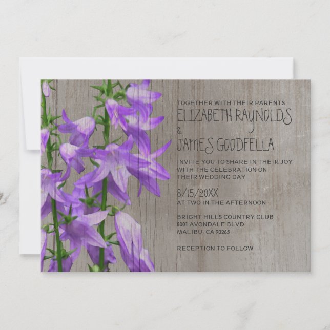 Rustic Campanula Wedding Invitations (Front)