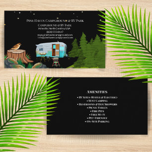 Rustic Campground RV Park Outdoor Layout Business Card