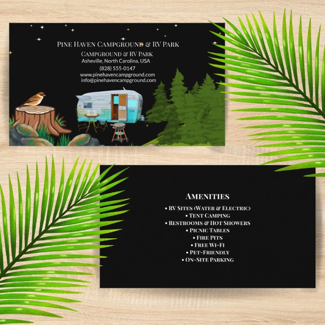 Rustic Campground RV Park Outdoor Layout Business Card (Creator Uploaded)
