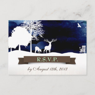 Rustic Campground Wedding RSVP with Deer and Trees