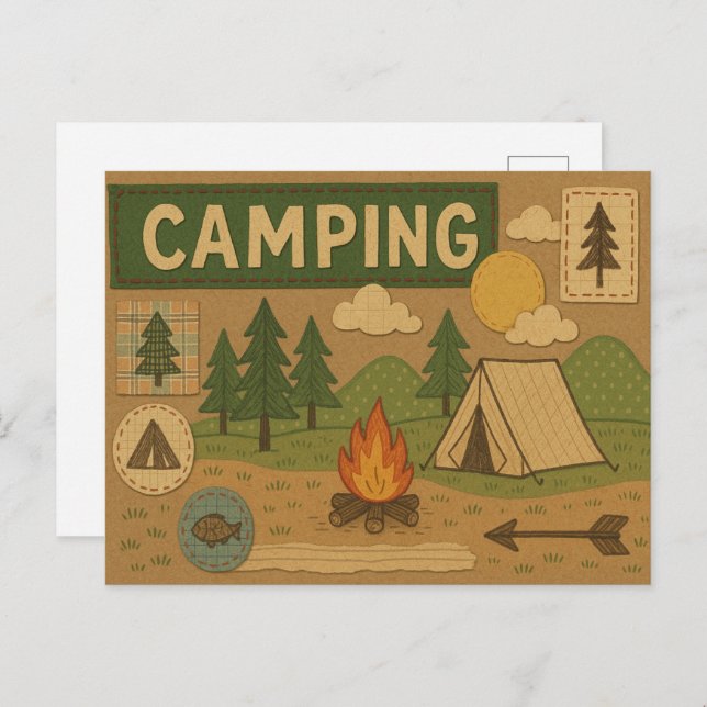 Rustic Camping Adventure Postcard (Front/Back)