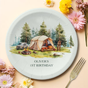 Rustic Camping Birthday Party Paper Plate