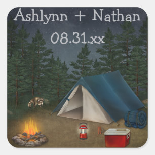 Rustic Camping "Glamping" Wedding Favour Sticker