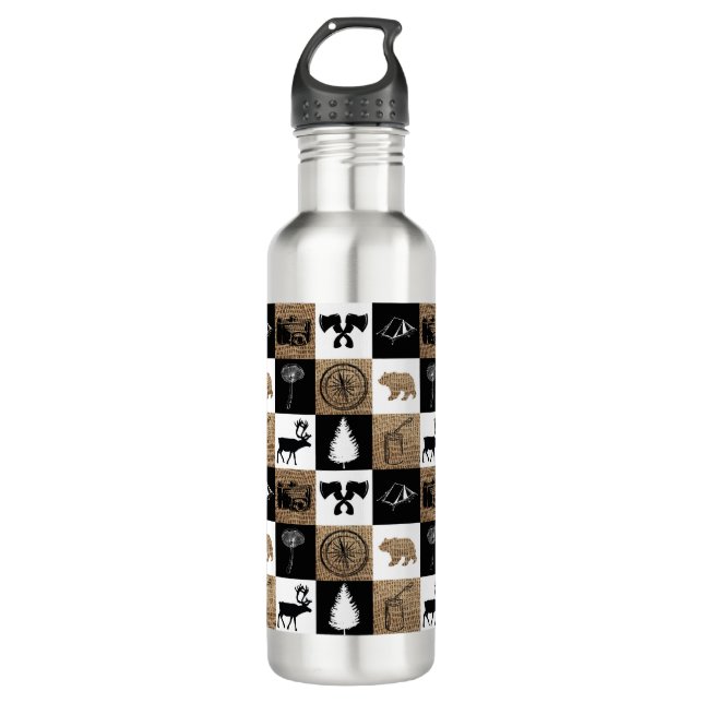 Rustic Camping Outdoors Adventure 710 Ml Water Bottle (Front)