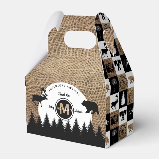 Rustic Camping Outdoors Adventure Favour Box (Front Side)
