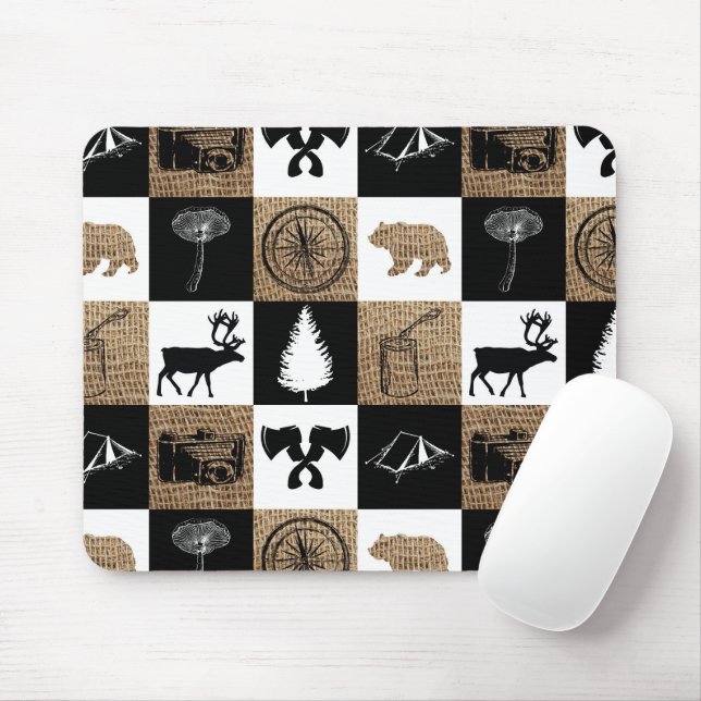 Rustic Camping Outdoors Adventure Mouse Pad (With Mouse)