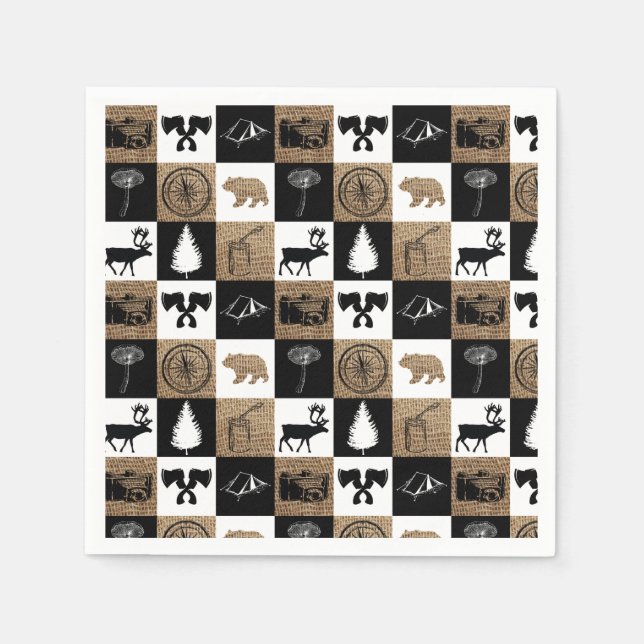 Rustic Camping Outdoors Adventure Napkin (Front)