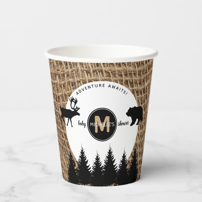 Rustic Camping Outdoors Adventure Paper Cups (Back)