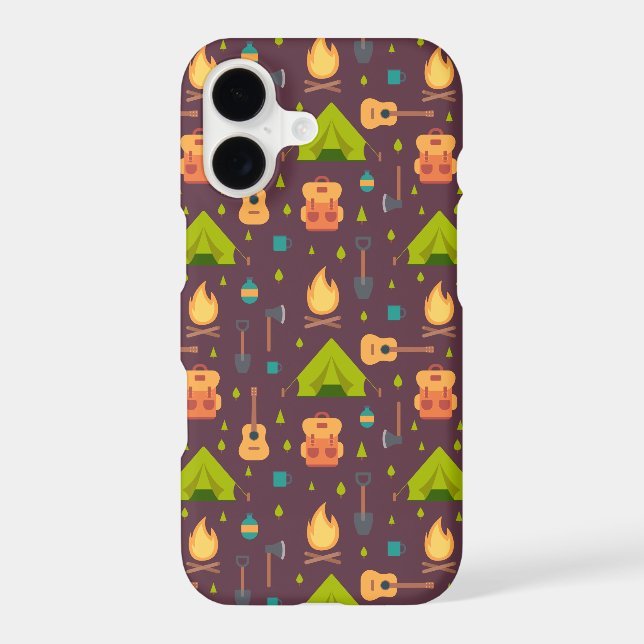 Rustic Camping Pattern Tents and Guitars (Back)