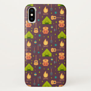 Rustic Camping Pattern Tents and Guitars iPhone X Case