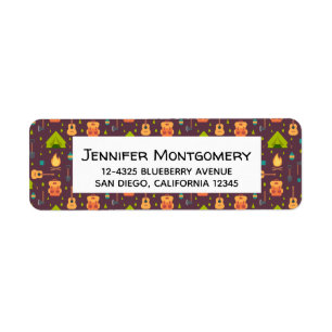 Rustic Camping Pattern Tents and Guitars Return Address Label