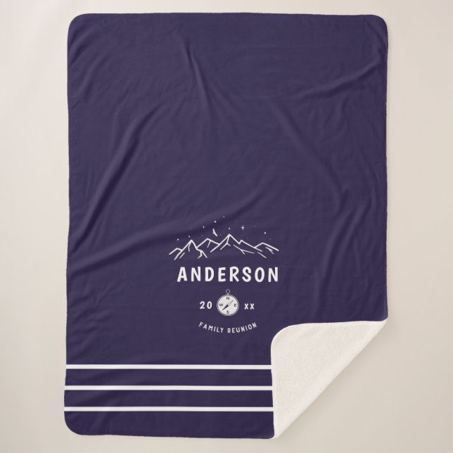 Rustic Camping Personalised Family Reunion Sherpa Blanket (Front)