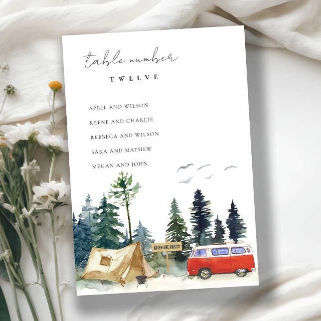 Rustic Camping Pine Forest Wedding Seating Chart Table Number (Creator Uploaded)