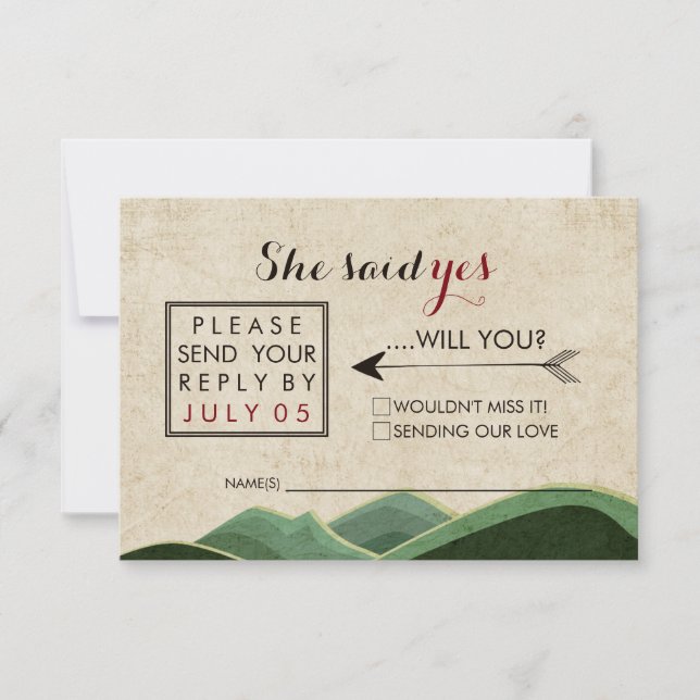 Rustic Camping Wedding rsvp Card (Front)