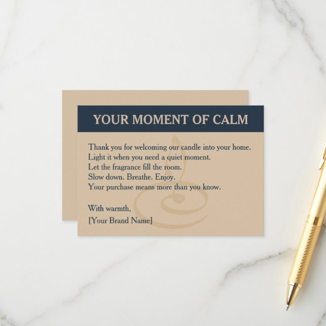 Rustic Candle Thank You Package Insert Card (Front/Back In Situ)