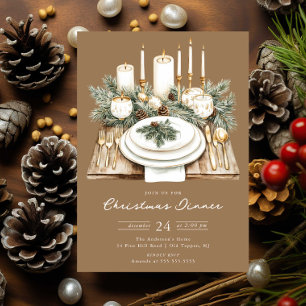 Rustic Candlelight Christmas Dinner Invite