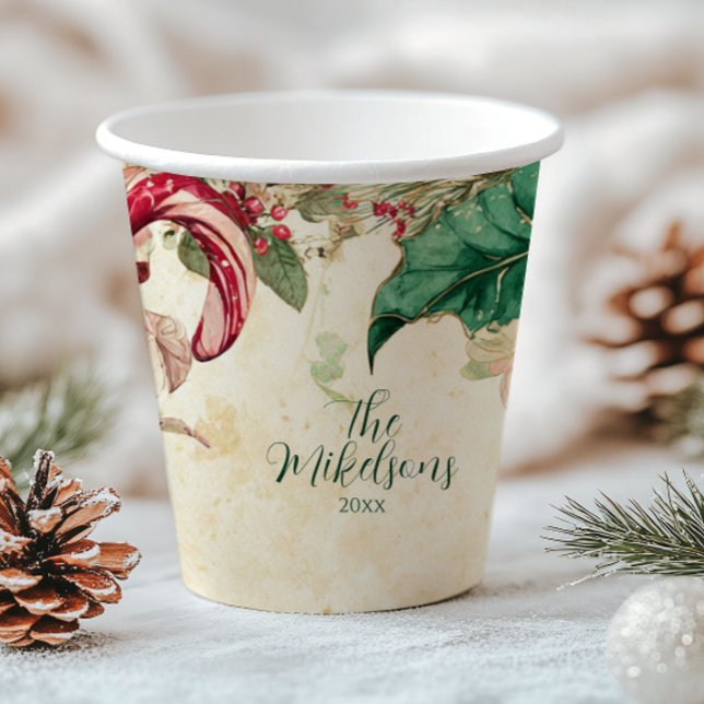 Rustic Candy Cane Christmas Party Paper Cups (Creator Uploaded)