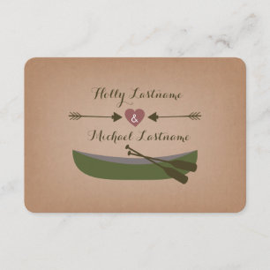 Rustic Canoe + Arrows With Heart Wedding R.S.V.P. RSVP Card