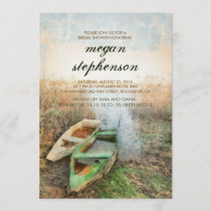 Rustic Canoe Waterfront Bridal Shower Invitation
