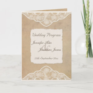 Rustic Canvas, Paper & Lace Look Wedding Program