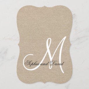 Rustic Canvas Wedding Custom Monogram Invitation