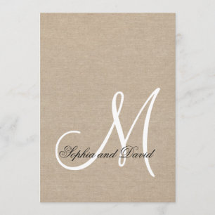 Rustic Canvas Wedding Monogram Initial Invitation