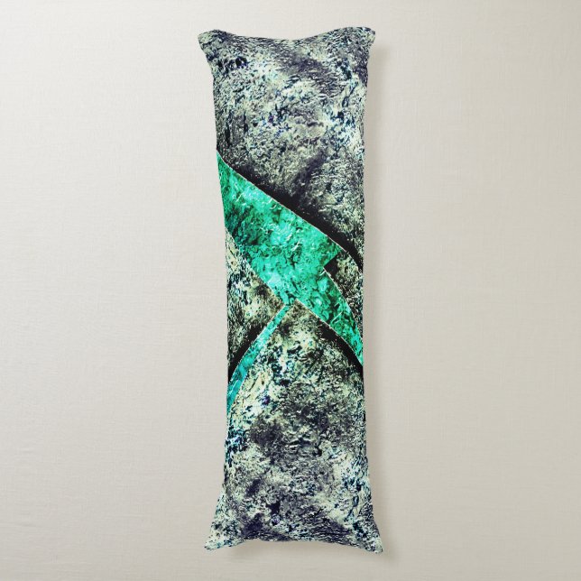 Rustic carbon-dirty disorganised layer on aquarine body cushion (Front Vertical)