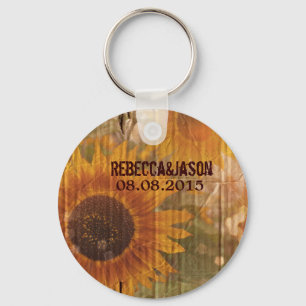 rustic cardboard country sunflower wedding favour key ring