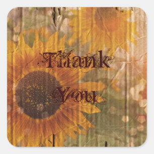 rustic cardboard country sunflower wedding square sticker