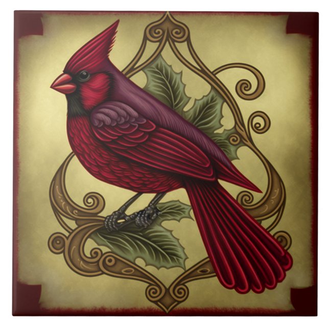 Rustic Cardinal Ceramic Tile (Front)