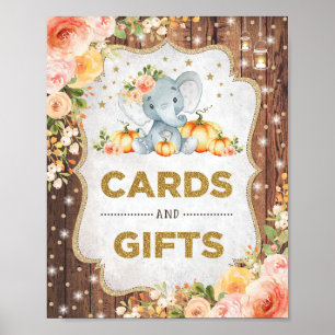 Rustic Cards & Gifts Pumpkin Elephant Baby Shower Poster