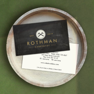 Rustic Carpenter Round Saw Construction Carpentry Business Card