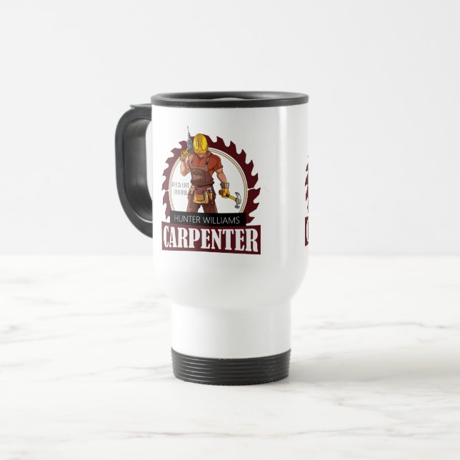 Rustic Carpenter Tools Woodwork Travel Mug (Front Left)