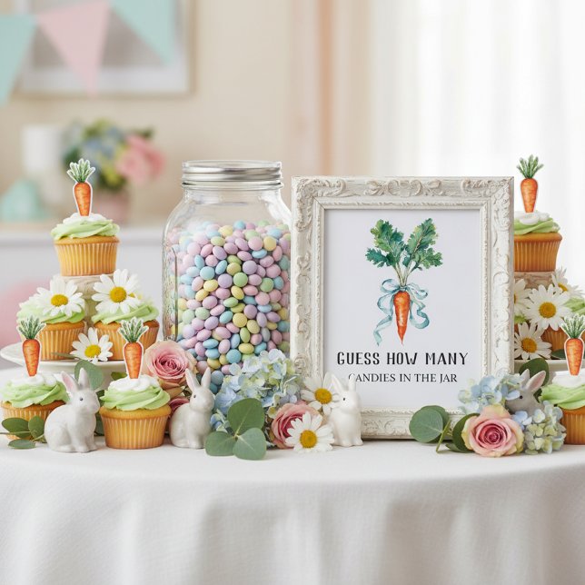 Rustic Carrot Baby Shower “Guess How Many Candies” Poster (Creator Uploaded)