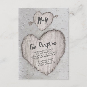 Rustic Carved Heart Birch Tree Wedding Reception Enclosure Card