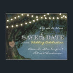 Rustic Carved Oak Tree Wedding Save The Date Cards<br><div class="desc">Rustic Carved Oak Tree Wedding Save The Date Cards - feature a star background with a rustic grandfather oak tree that has a carved heart. You can customise the carved initials to your very own. This design also features string lights at the top and "Wedding Celebration" in a similar glowing...</div>