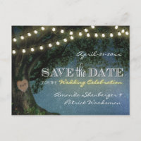 Rustic Carved Oak Tree Wedding Save The Date Cards