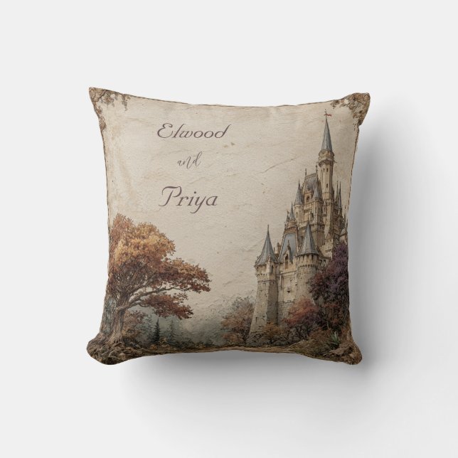 Rustic Castle Forest Wedding  Cushion (Front)