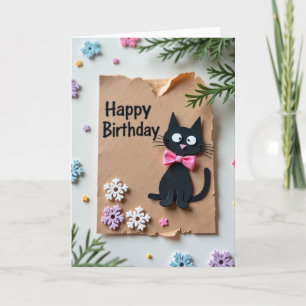 Rustic Cat Birthday Card