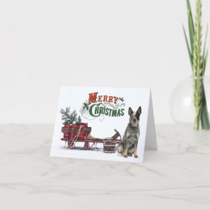 Rustic Cattle Dog Christmas Holiday Card