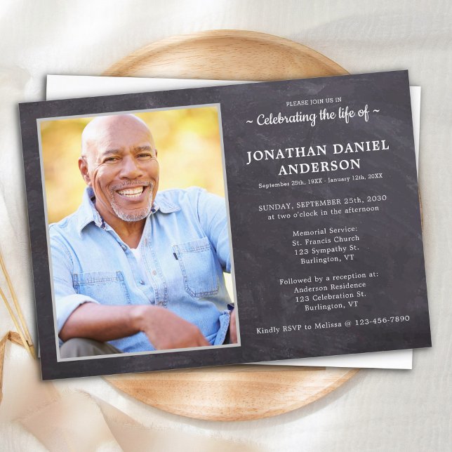 Rustic Celebration Of Life Photo Funeral Memorial Invitation (Creator Uploaded)