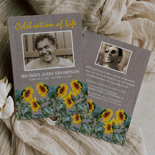 Rustic Celebration of Life   Sunflowers Invitation