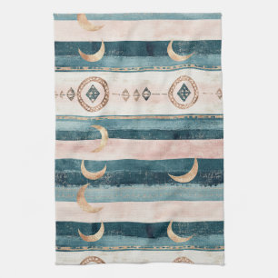Rustic Celestial Stripe Moon Sun Earthy (10) Tea Towel