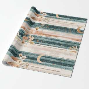 Rustic Celestial Stripe Moon Sun Earthy (11) Wrapping Paper